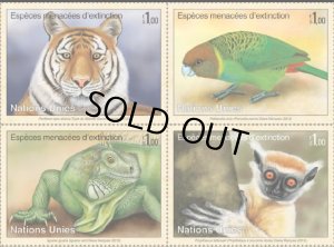 画像1: 国連切手　2012年　ジュネーブ　絶滅危惧種　鳥　サイシキインコ　4種