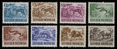 画像1: インドネシア切手　1956年　動物　マレーセンザンコウ　8種