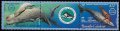 ニューカレドニア切手　2002年　海洋生物　マッコウクジラ　イカ　2種
