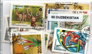 画像1: ウズベキスタン切手 セット50