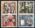 ドイツ切手　1957年　社会福祉　鉱夫　4種