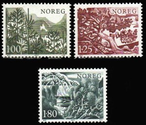 画像1: ノルウェー切手　1977年 　樹木　オウシュウトウヒ　3種
