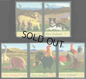 画像1: ニュージーランド切手 　2005年　オーストラリアン・シェパード　犬　鳥　5種