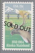 アメリカ切手　1984年　アラスカ州25年　　カリブーと凍原　1種