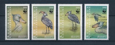 画像1: 中央アフリカ切手　1999年　WWF　鳥　ハシビロコウ　4種