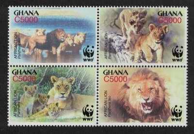 画像1: ガーナ切手　2004年　WWF　動物　アフリカのライオン　4種