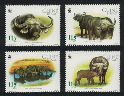 画像1: ギニアビサウ切手 　2002年　WWF　アフリカスイギュウ　動物　4種
