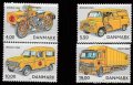 デンマーク切手　2002年　デンマークの 郵便配達車両　4種