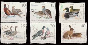 画像1: 東ドイツ　DDR切手 1968年 ウサギ　鳥　6種