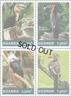 画像1: ウガンダ切手　2014年　鳥　シワコブサイチョウ　4種