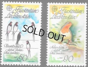 画像1: リヒテンシュタイン切手　1986年　(C.E.P.T.)　ヨーロッパコマドリ　鳥　2種