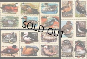 画像1: グレナダ切手 　2001年　　水鳥　カモ　シラボシガモ　18種