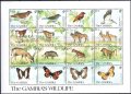 ガンビア切手　1991年　野生 動物　鳥  セイキチョウ　蝶　16種