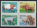 カナダ切手　1994年　先史時代　哺乳類　4種