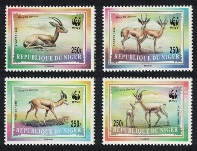画像1: ニジェール切手　1988年　WWF　動物　ドルカスガゼル　4種