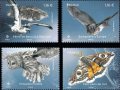 フランス切手　2023年　生物多様性　鳥　モリフクロウ　4種