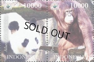 画像1: インドネシア切手　2019年　中国武漢切手展　パンダ　動物　2種