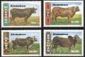 ジンバブエ切手　1997年　牛の品種　4種