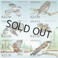 アンゴラ切手　2000年　鳥　猛禽類　アメリカオオコノハズク　6種