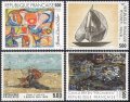 フランス切手　絵画　1987年　美術切手　ファン・フェルデ　ブーダン　カミーユ・ブリア　アントワーヌ・ペブスナー　4種