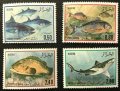 アルジェリア切手　1985年　海洋生物　サメ　魚　4種