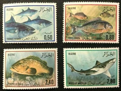 画像1: アルジェリア切手　1985年　海洋生物　サメ　魚　4種