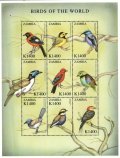 ザンビア切手  2000年　世界の 鳥　ムラサキミツドリ  9種