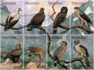 画像1: タンザニア切手　1996年　猛禽類　鳥　ヤシハゲワシ　8種