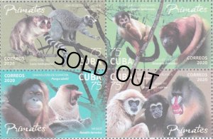 画像1: キューバ切手 　2020年　霊長目　哺乳類　サル　4種