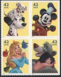 アメリカ切手　2008年　ディズニー　キャラクター　4種