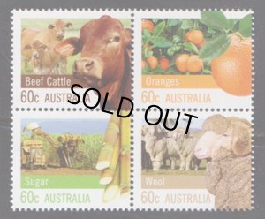 画像1: オーストラリア切手　2012年　オーストラリアの農業　牛　動物　果物　4種