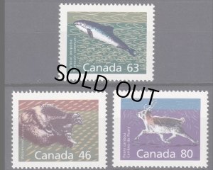 画像1: カナダ切手　1990年　動物　クズリ　3種