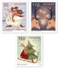 スイス切手　2022年　クリスマス　ウサギ　動物　3種　　