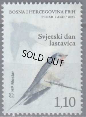 画像1: ボスニア・ヘルツェゴビナ　ヘルグ・ボスナ・クロアチア人共和国切手 　2023年　世界渡り鳥の日  ツバメ　鳥　1種