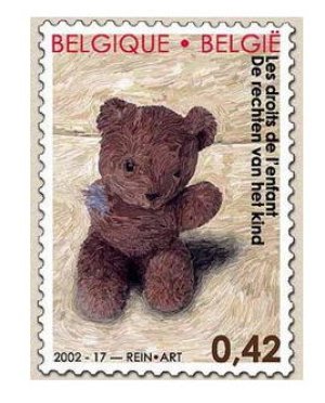 画像1: ベルギー切手　2002年　子どもの権利　 テディーベアー　1種 