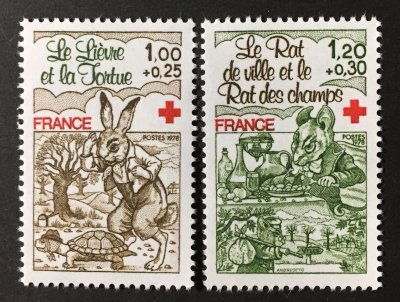 画像1: フランス切手 1978年　赤十字　イソップ寓話　2種