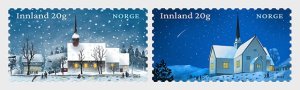 画像1: ノルウェー切手　2023年　クリスマス　教会　聖堂　2種