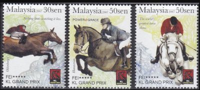 画像1: マレーシア切手　2007年　馬　クアラルンプール馬術グランプリ　3種