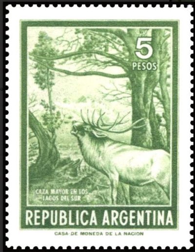 画像1: アルゼンチン切手　1974年　人物と風景 - 新しい通貨　アカシカ　動物　1種