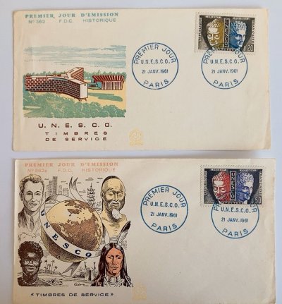 画像1: フランス切手　1961年　ユネスコ　プラクシテレス　FDC 2枚【切手と記念印スタンプが付いた記念封筒】