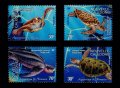 ニューカレドニア切手　2002年　ヌメア水族館 　ウミガメ　4種