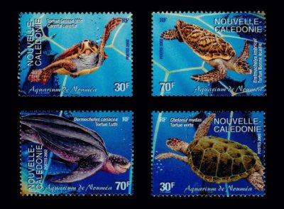 画像1: ニューカレドニア切手　2002年　ヌメア水族館 　ウミガメ　4種