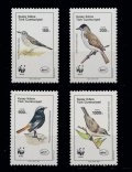 北キプロス切手　1990年　野生生物の保護 　鳥　クロジョウビタキ 4種