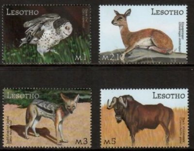 画像1: レソト切手　2001年　南アフリカの動物相 　鳥　フクロウ　4種
