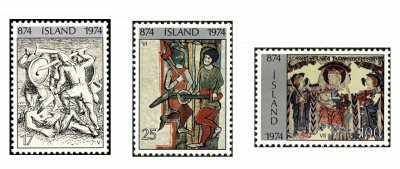 画像1: アイスランド切手 1974年 絵画　アイスランド人入植1100周年　3種