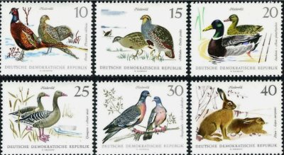画像1: 東ドイツ　DDR切手 1968年 ウサギ　鳥　小動物　6種