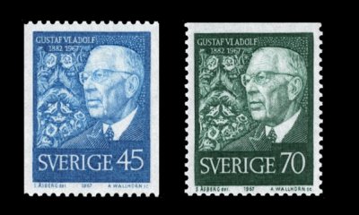 画像1: スウェーデン切手 1967年　グスタフ6世生誕85年　2種