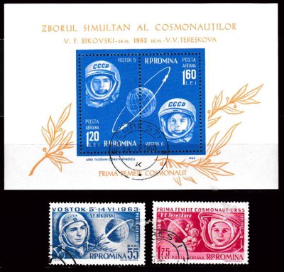 画像1: ルーマニア切手 1963年 宇宙衛星　4種　小型シート