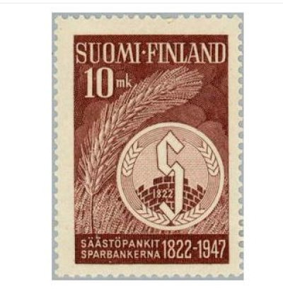 画像1: フィンランド切手　1947年　125周年記念貯蓄銀行  ライ麦とバッジ　1種