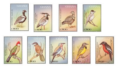 画像1: ガーナ切手　1997年　アフリカの鳥　9種